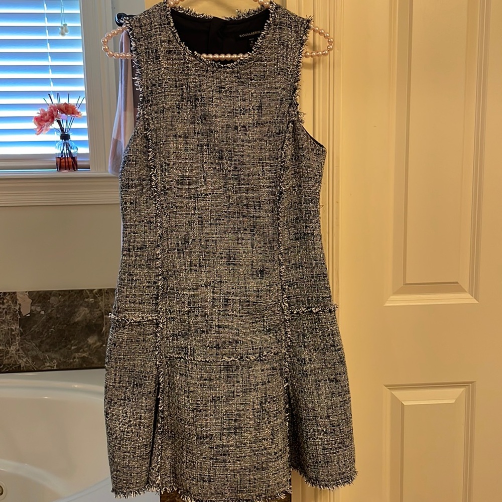 Navy Blue & White Banana Republic Tweed A-line Dress size 6 petite